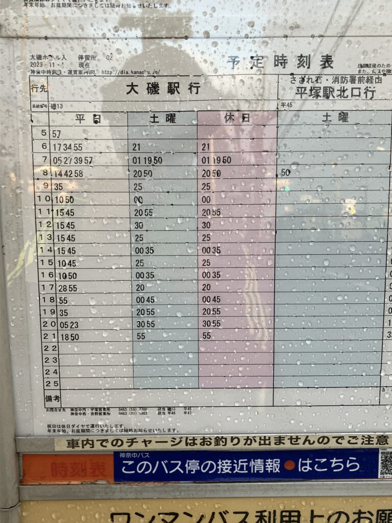 大磯駅行のバス時刻表